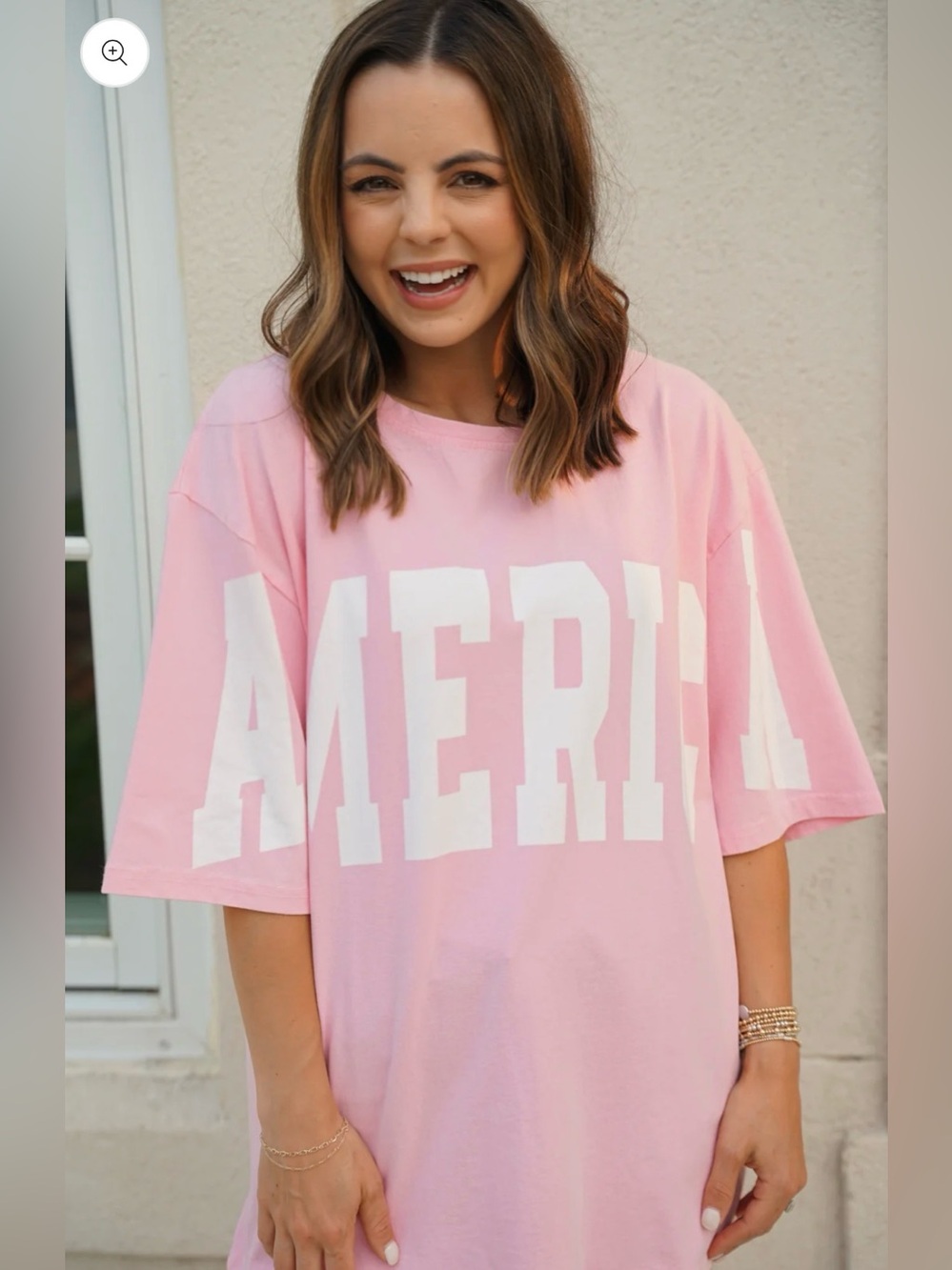 PeachLove California America printed oversized pink tee size L